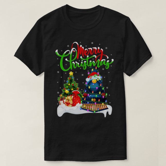 Camiseta Funny Train Lover Xmas Iluminando Santa Train Chri (Diseño del anverso)