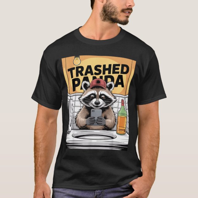 Camiseta Funny Trashed Panda Raccoon Gets Drunk  (Anverso)