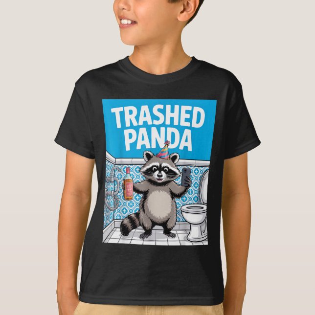Camiseta Funny Trashed Panda Raccoon Gets Drunk  (Anverso)