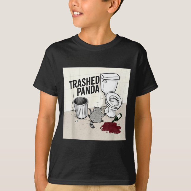 Camiseta Funny Trashed Panda Racoon Gets Drunk  (Anverso)