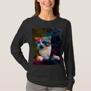 CAMISETA FUNNY TRENDY COLORIDO CAT ART