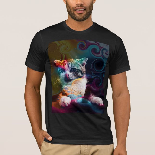 CAMISETA FUNNY TRENDY COLORIDO CAT ART (Anverso)