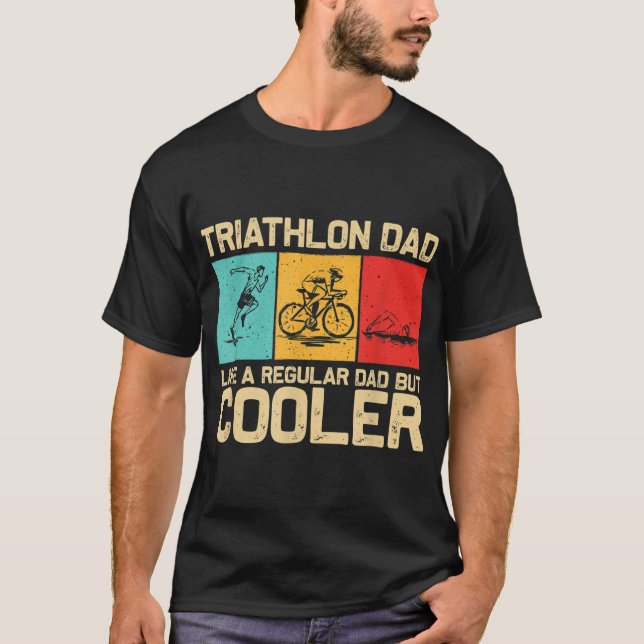 Camiseta Funny Triathlon Design Para Hombres Papá Swim Bike (Anverso)