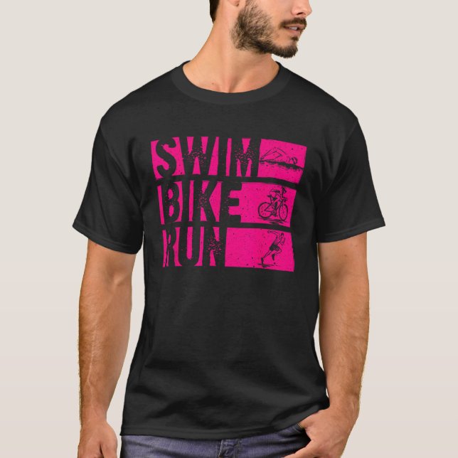 Camiseta Funny Triathlon Swike Bike Run Design Men Tri (Anverso)