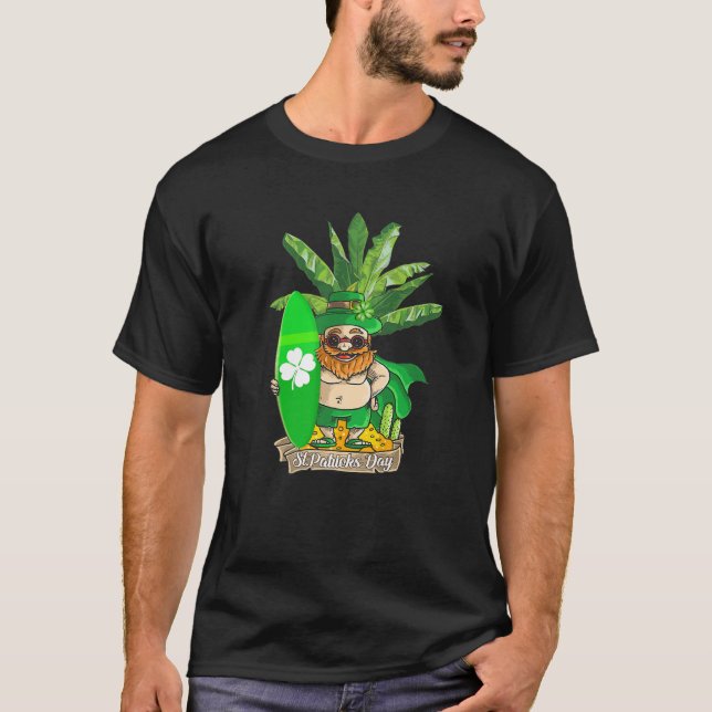 Camiseta Funny Tropical Hawaii Leprechaun Surfers Saint Pat (Anverso)