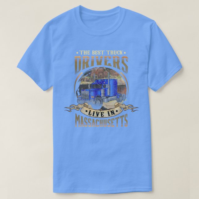 Camiseta Funny Truckers THE BEST TRUCK DRIVERS LIVE IN MASS (Diseño del anverso)