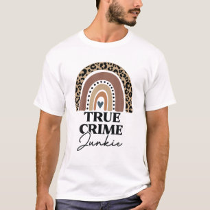 Camiseta Funny True Crime Junkie Leopard Rainbow Murderino