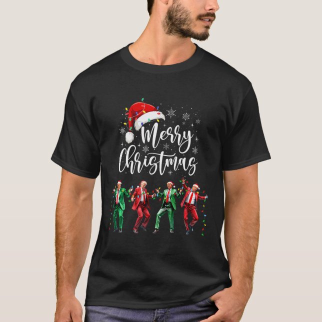 Camiseta Funny Trump baila Papá Noel Feliz Navidad (Anverso)