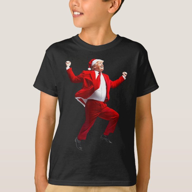 Camiseta Funny Trump baila Papá Noel Navidades Navidad Paja (Anverso)