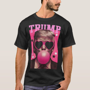 Camiseta Funny Trump Bubble Gum Rosa Sungl Heart