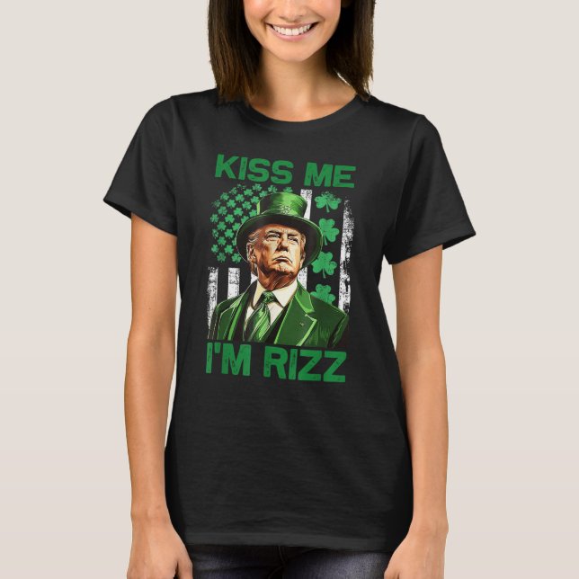 Camiseta Funny Trump el día de San Patricio me besa soy Riz (Anverso)