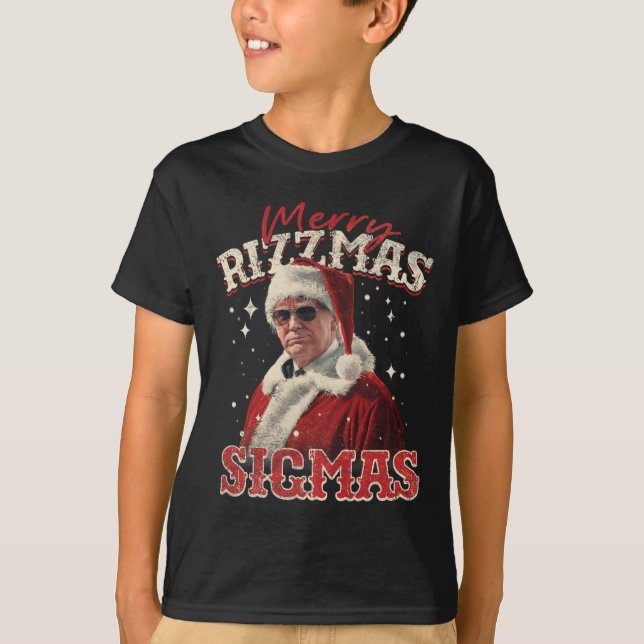 Camiseta Funny Trump Santa Merry Rizzmas Sigmas Xmas Pajama (Anverso)