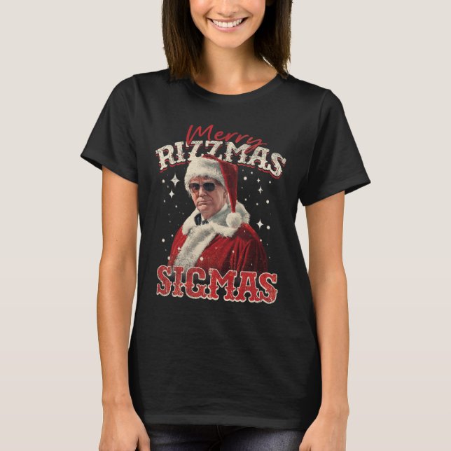 Camiseta Funny Trump Santa Merry Rizzmas Sigmas Xmas Pajama (Anverso)