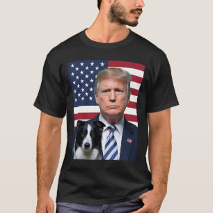 Camiseta Funny Trump Y El Perro De La Frontera Collie Elecc