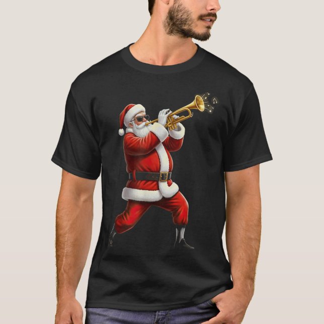 Camiseta Funny Trumpet Santa Christmas Graphic Player Trump (Anverso)