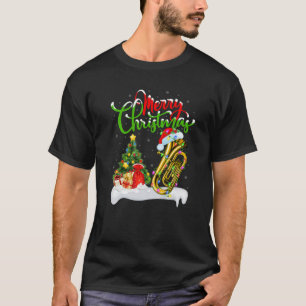 Camiseta Funny Tuba Music Lover Xmas Lighting Santa Tuba Ch
