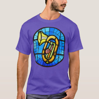 Camiseta Funny Tuba Shirt Sained Glass Art Music Boys Chica