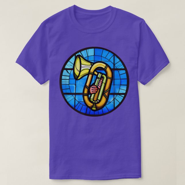 Camiseta Funny Tuba Shirt Sained Glass Art Music Boys Chica (Diseño del anverso)