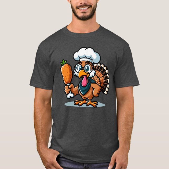 Camiseta Funny Turkey Holding Fried Chicken Thanksgiving Ir (Anverso)
