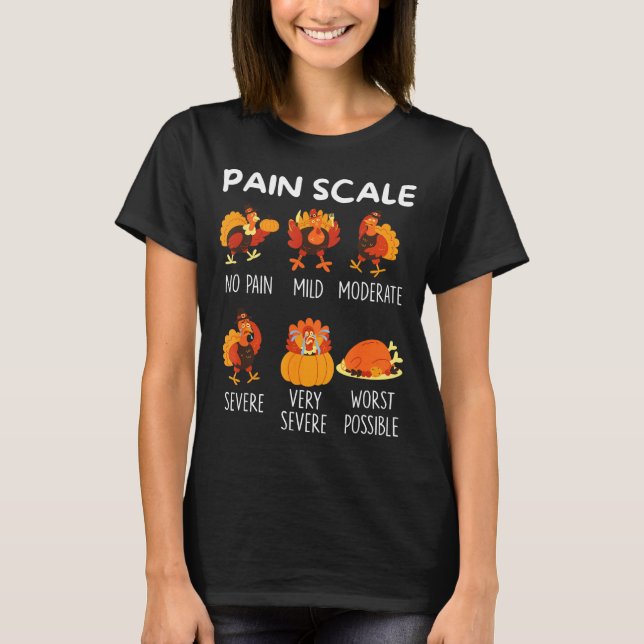Camiseta Funny Turkey Pain Scale Thanksgiving Cna Er Nurse  (Anverso)