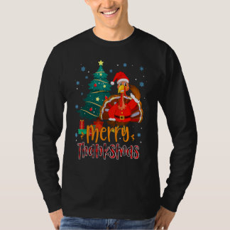 Camiseta Funny Turkey Santa Merry Thanksmas Christmas Thank