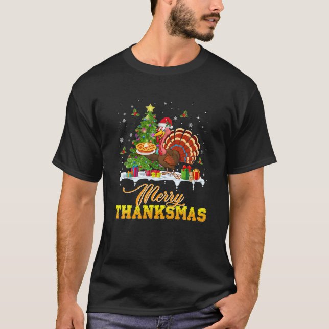 Camiseta Funny Turkey Santa Merry Thanksmas Navidades (Anverso)