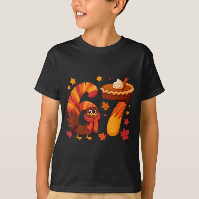 Camiseta Funny Turkey Thanksgiving 67 Meme Six Seven  (Anverso)