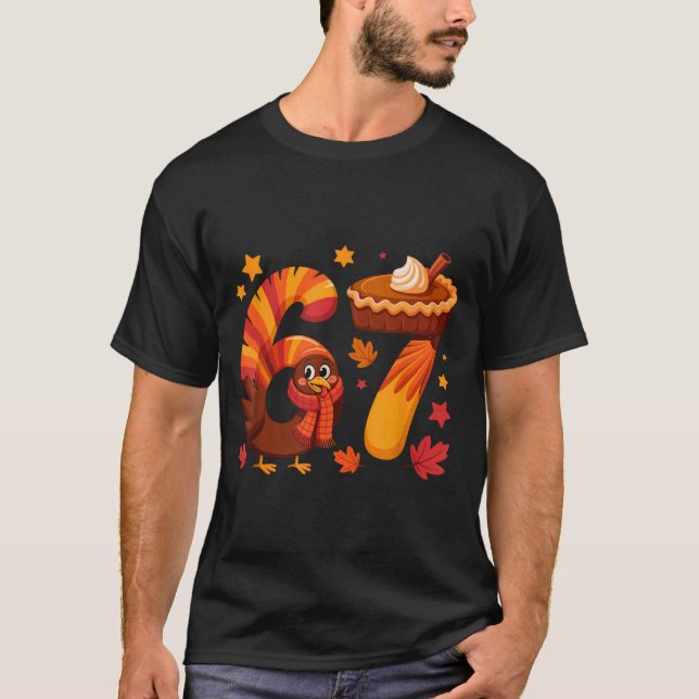 Camiseta Funny Turkey Thanksgiving 67 Meme Six Seven  (Anverso)
