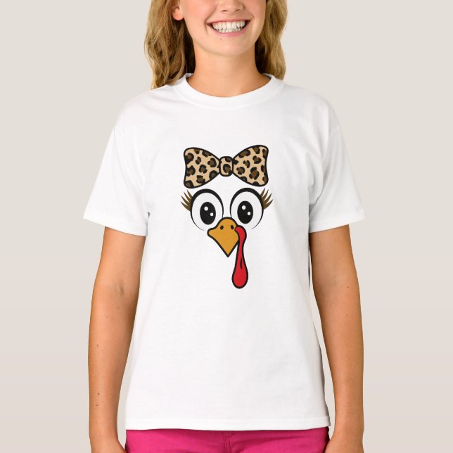 Camiseta Funny Turquía enfrenta a su pequeño Chica Leopard  (Anverso)