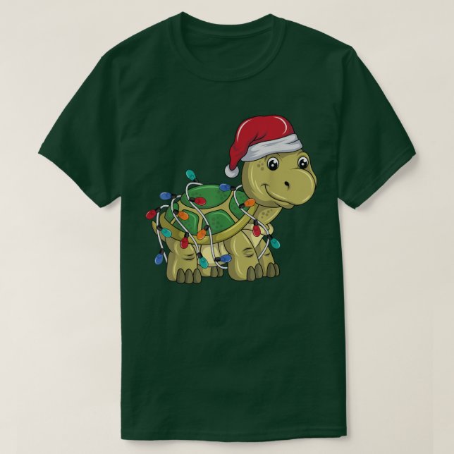 Camiseta Funny Turtle Christmas Lights Christmas Turtle San (Diseño del anverso)