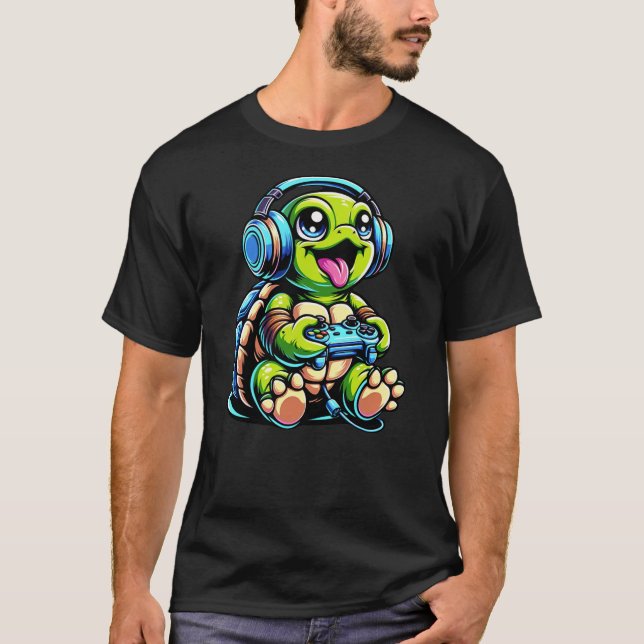 Camiseta Funny Turtle Gamer Gaming Turtles Video Game (Anverso)