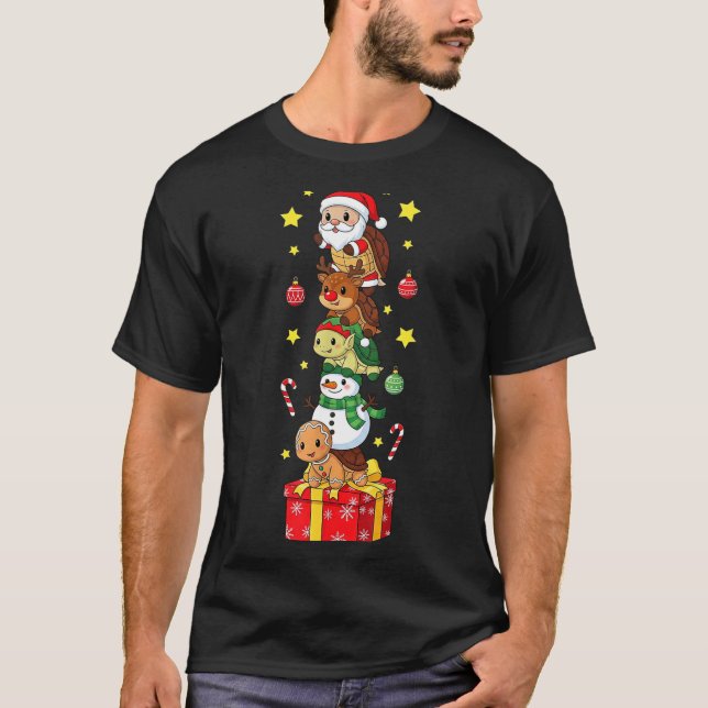 Camiseta Funny Turtle Santa Elf Snowman Christmas Boys Girl (Anverso)