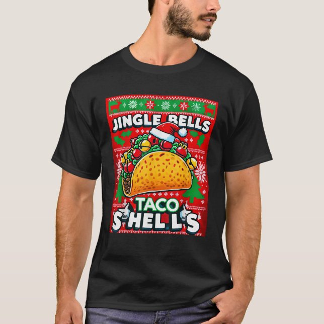 Camiseta Funny Ugly Christmas Jingle Bells Taco Shells Desi (Anverso)