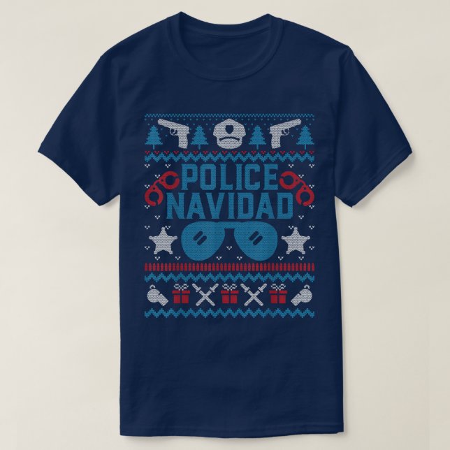 Camiseta Funny Ugly Christmas Police Navidad Proud Happy Da (Diseño del anverso)