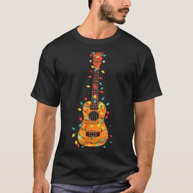 Camiseta Funny Ukulele Christmas Graphics Lights Lover Play (Anverso)