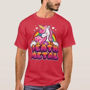 Camiseta Funny Unicorn and Rainbow Death Metal Music Festiv
