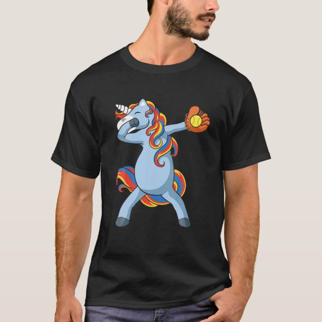 Camiseta Funny Unicorn Dabbing Unicorn Béisbol (Anverso)