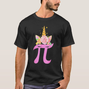 Camiseta Funny Unicorn Face Pi Day Math Floral Math Geek Ne