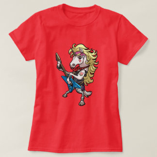 Camiseta Funny Unicorn Glam Metal Hard Rock Guitar Cartoon