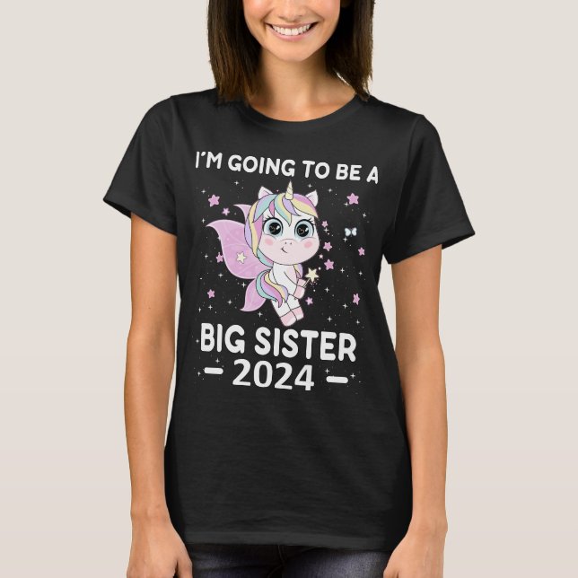Camiseta Funny Unicorn Voy a ser una gran hermana 2024 (Anverso)