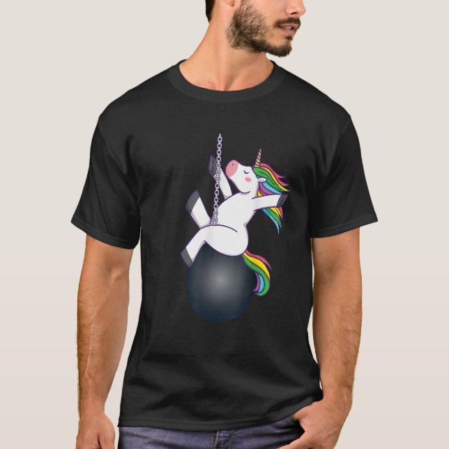 Camiseta Funny unicorn wrecking ball saying  (Anverso)