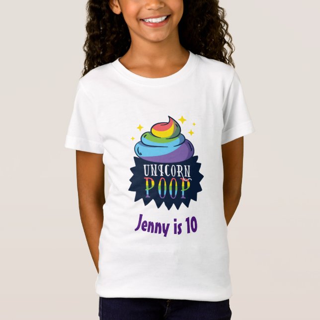 Camiseta Funny unicornio Emoji de caca con arcoiris cumplea (Anverso)