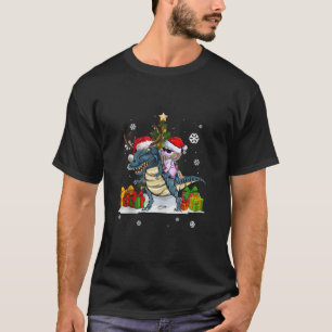 Camiseta Funny unicornio montando en dinosaurios Navidades
