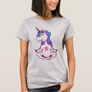 Camiseta Funny Unicornio Zen Yoga Meditation Lotus Ohm