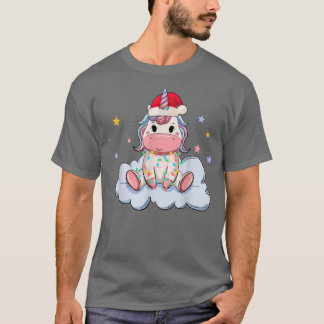 Camiseta Funny Unicornios Navidades alumbran a Santa Hat Xm