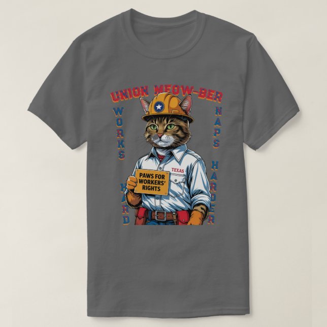 Camiseta Funny Union Feline Labour Day desde Texas (Diseño del anverso)