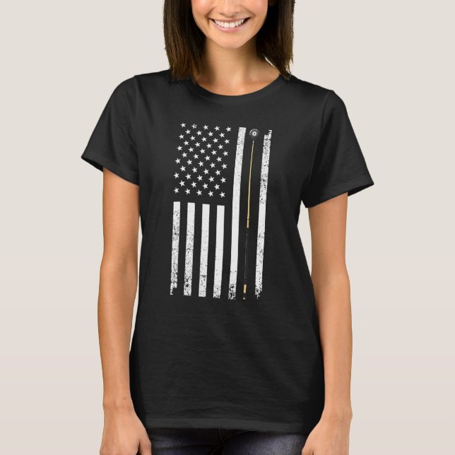 Camiseta Funny US Flag Billiards Design For Men Women Billi (Anverso)