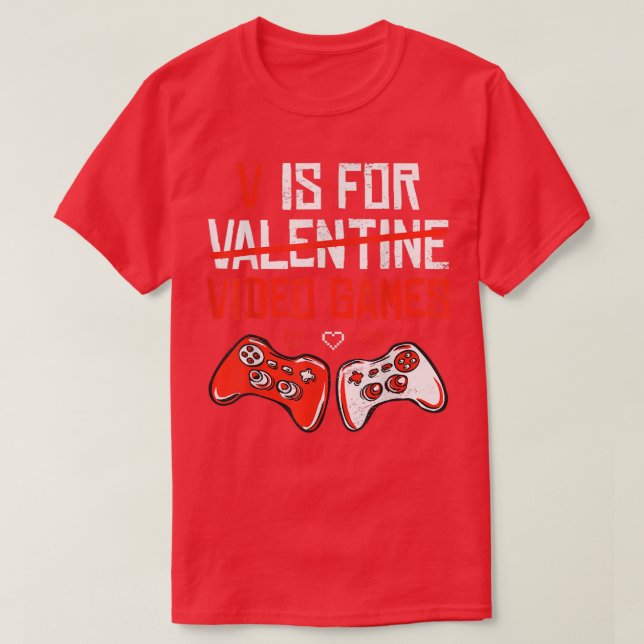 Camiseta Funny V Es Para El Día de San Valentín De Videojue (Diseño del anverso)