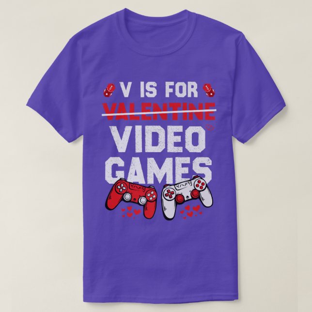 Camiseta Funny V es para El día de San Valentín de videojue (Diseño del anverso)