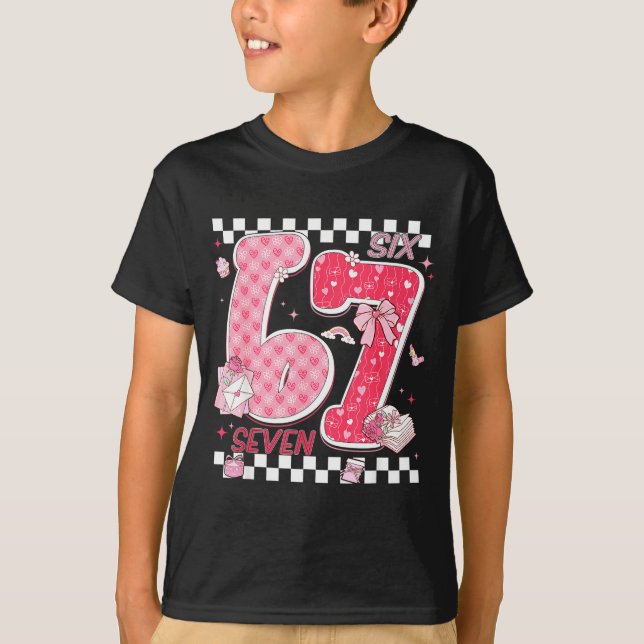 Camiseta Funny Valentine 67 Six Seven Meme Nk Bow Boy Girl  (Anverso)